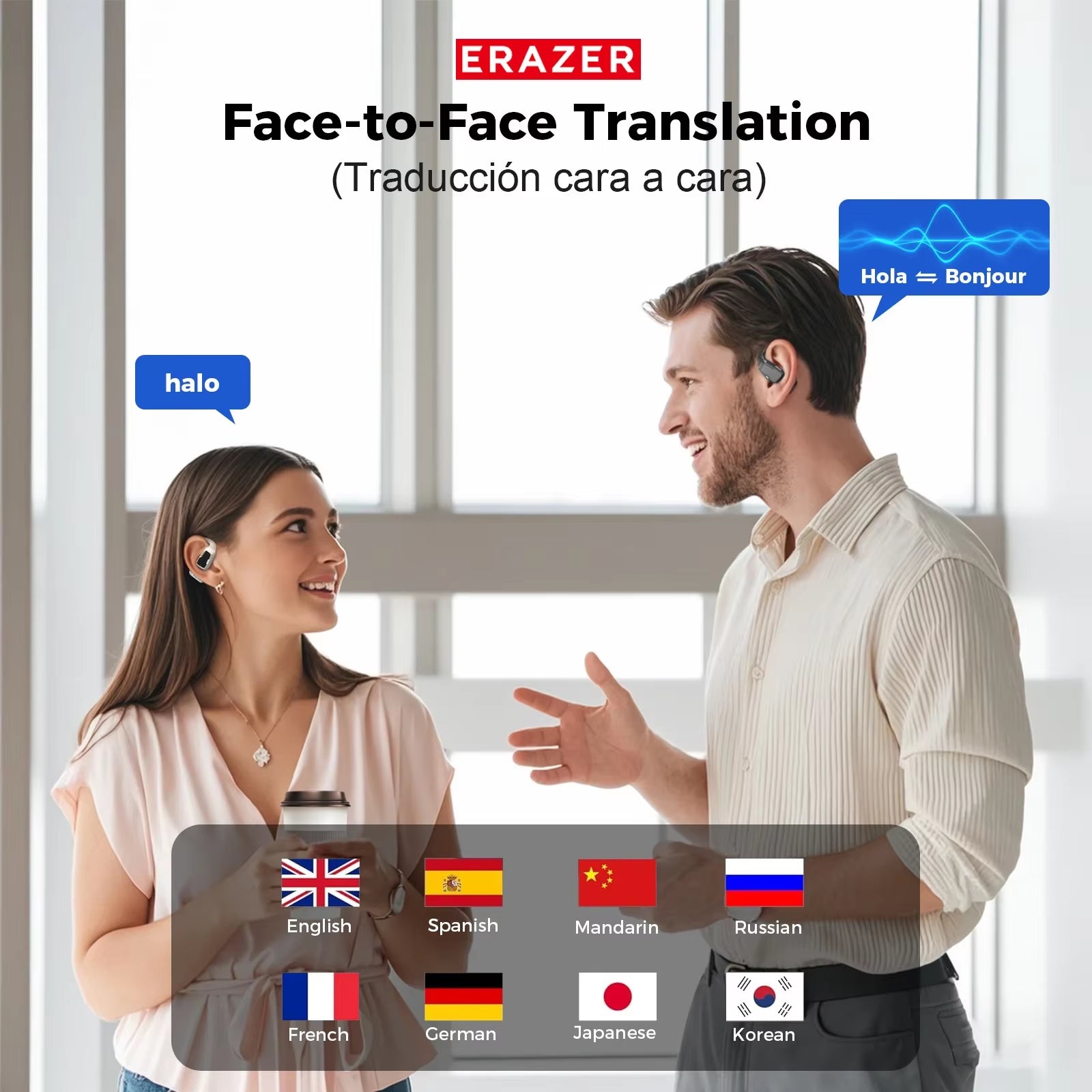 135 Translator Earphone - XP6 Bluetooth Headset with DIY Equalizer App, AI Technology, and Touch Screen for Travel